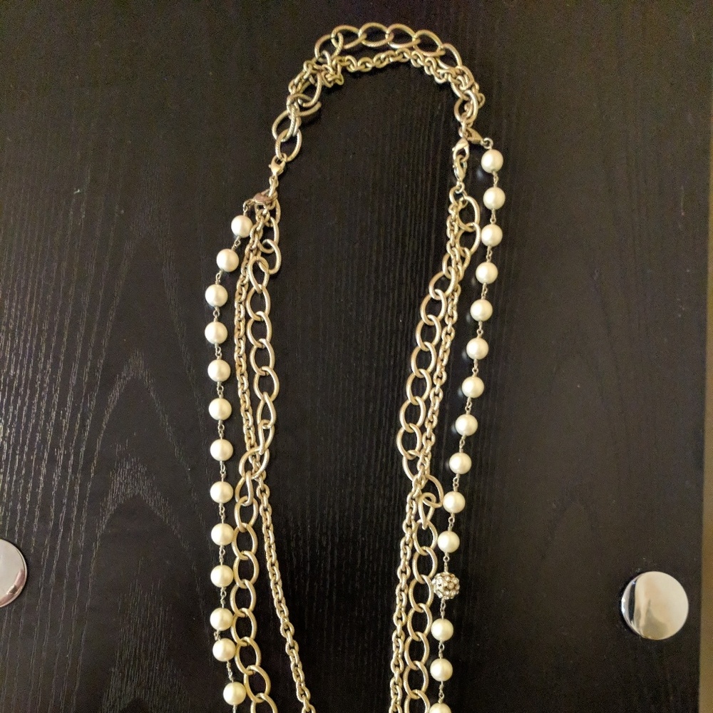 Stella & Dot Layered Gold & Pearl Necklace